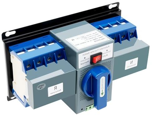 Automatischer Transferschalter, 4P 63A Dual Power Umschalter Schalter Leistungsschalter Doppelleistungsschalter Automatischer Umschalter 220V (4P/63A)