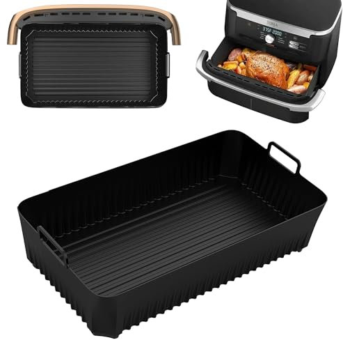 Silicone Liners for Ninja AF500UK, Large Silicone Air Fryer Liner for Ninja Flexi Drawer 10.4l, AF500UK Silicone Liners Ninja 10.4 l Air Fryer Accessories Inserts, Air Fryer Silicone Liners