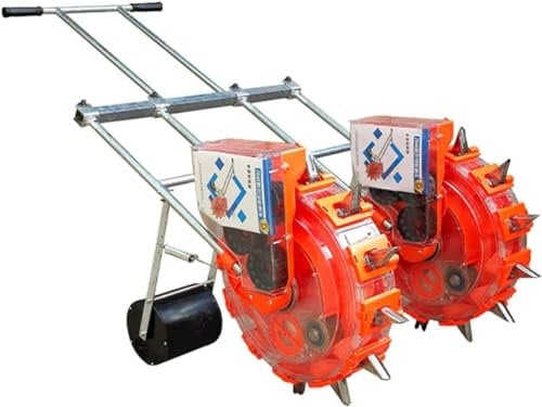 Wrobelax Double Row Seed Spreader, Portable Manual Seeder, Hand-Push Garden Seeder Roller Seeding and Fertilizer Applicator, Row Planter Farm Seeder w/16 Seed Plates 12Mouths(Size:10Mouths)