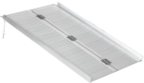 HOMCOM Rampe de Fauteuil Roulant Rampe de Chargement Rampe d'accès antidérapant Pliable en Aluminium avec Bordures Charge Max. 270 Kg 123 x 74 cm