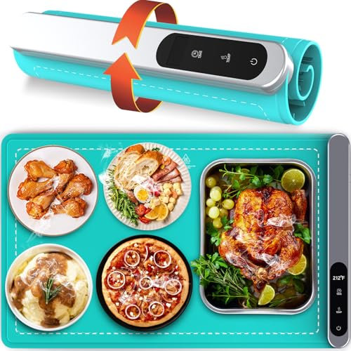 AMNCML Food Warmer Electric Warming Tray - Rollable & Portable, Full Surface Heating, Stainless Steel, Green