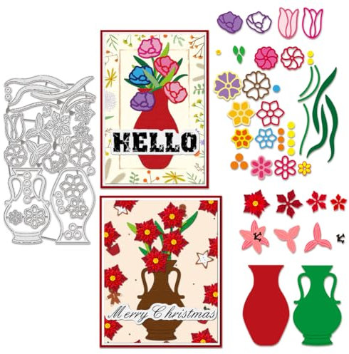 BENECREAT Vasen Blumen Schneideisen, Rosen, Tulpen, Lilien Blumen Kohlenstoffstahl Prägewerkzeug stanzt Metallschablonen für DIY Scrapbooking, Grußkarte, dekorative Prägung
