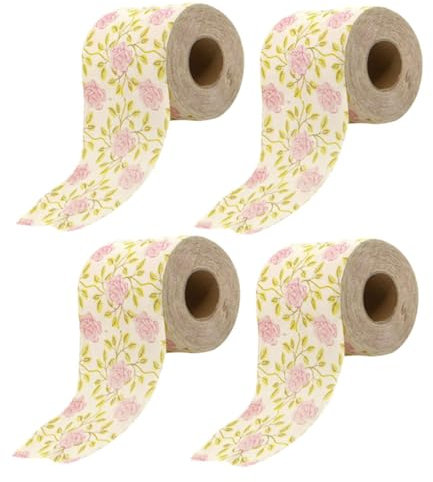 Amosfun Rouleaux De Papier Toilette À Motif Rose - Lot De 4 Pulpe Décoration Intérieure Unique Doux Et Délicat Papier Hygiénique