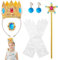 CWENDANER Prinzessin Peach Kostüm Zubehör, 5-teiliges Set: Krone, Ohrringe, Zauberstab, Satin-Prinzessinnenhandschuhe, Brosche - Prinzessinnen-Kostüm für Mädchen, Tanzpartys & Rollenspiele