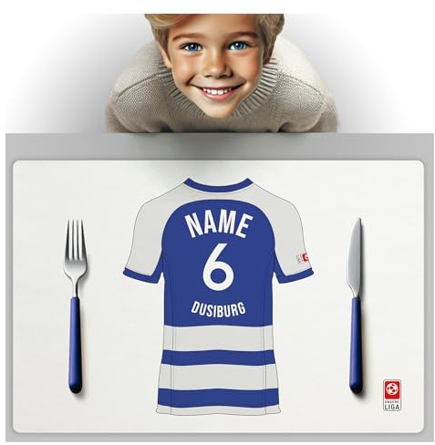 Duisburg Fanartikel Tischset PERSONALISIERTES Geschenk, passend für DUSIBURG Fans, Geschenk Jungen, Fussball Männergeschenke Duisburg Trikot Geburtstag Weihnachten Platz-Set TS24DEDE