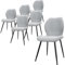 LEWE Leinen Esszimmerstühle 6er Set, Modernes Karomuster mit Metallbein, gepolstert, Armloser Küchenstuhl für Restaurant/Wohnzimmer/Schlafzimmer, [Grau]