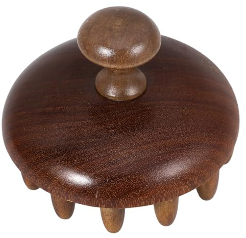 Hölzerner Kopfhaut Massagekamm mit Breiten Zinken, Braun | Ergonomische Form, Sanfte Anwendung für Männer und Damen, Beim Shampoo der Massage