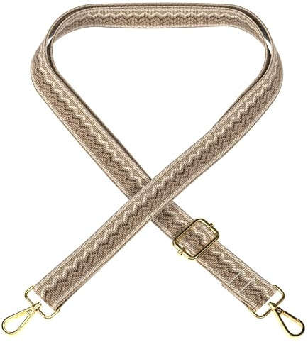 EAZY CASE - Verstellbarer Taschengurt, Ersatz Gurt für Handtaschen, Schulterriemen für Umhängetaschen, Riemen für Taschen und Tragetaschen, DIY Taschenband, Wellen - Hell Braun Braun Metall Gold