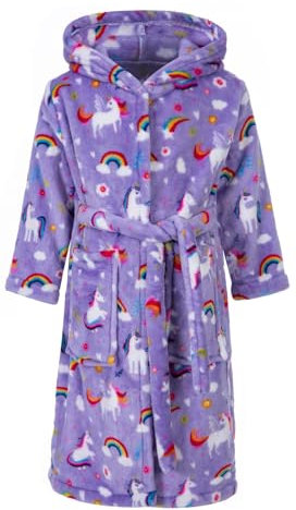 CROOUTN Einhorn Bademantel Kinder mit Kapuze für Jungen Mädchen Bademäntel Morgenmantel kuschelig warmen und weichen Pyjamas Kleinkind Coral Fleece Hoodie Roben 4-5 Jahre