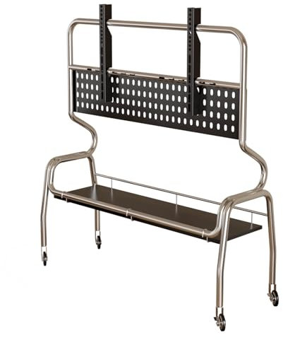 EKDJSN Support TV sur Pied À roulettes, Chariot TV Mobile avec Étagère AV, Meuble TV Mobile avec roulettes Verrouillables, Hauteur TV Réglable, pour Chambre, Salon, Bureau(Silver,120x35x120cm)