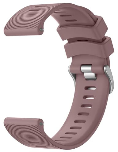 Wanme 20mm Bracelet Compatible avec Garmin Vivoactive 5/Vivoactive 3/Vivomove Sport/Venu Sq 2/Venu/Venu Sq, Classic Stripe Texture Design, Silicone Bracelet pour Forerunner 645/245 (Fumer Violet)