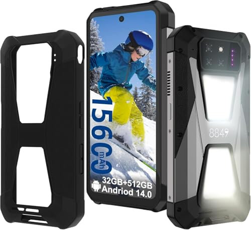 YJNZZENW 8849 Tank 3S Unihertz Smartphone robuste avec projecteur 5G 32 Go de RAM 512 Go ROM Dimensity 8200 64 MP Vision nocturne Double SIM Noir