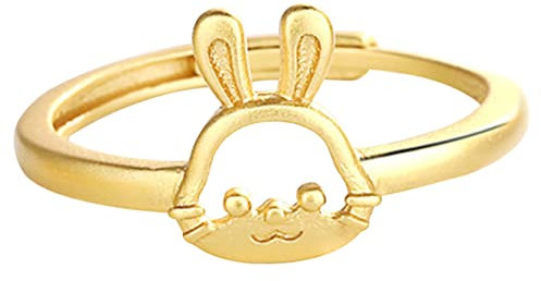 RVHAOODI Mode Bunny Ring Frauenschmuck Verstellbarer Ringhasenfinger einzigartiger Stil