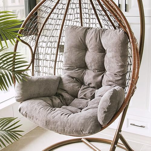 Swing Egg Chair Cushion Replacement - Corduroy Thicken Oversized Seat Pad for Hanging Basket Chairs, Removable Washable Hammock Wicker Swing Sofa Pad for Patio Balcony Bedroom (Grey,50x125cm)