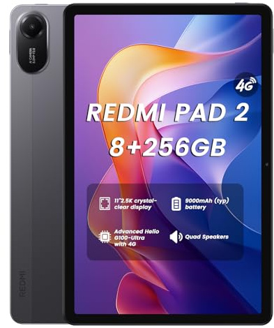 XIAOMI Redmi Pad 2 4G – 8G RAM 256G ROM 11 pulgadas FHD+ 90Hz pantalla 8MP cámara 9000mAh batería Quad Speakers Graphite Gray