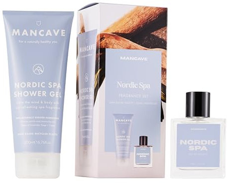 ManCave Nordic Spa Men's Fragrance Gift Set, 50ml Nordic Spa Eau de Toilette, 200ml Shower Gel, Natural Perfume Set, Fragrance for men, Perfume bundle, present idea for dad
