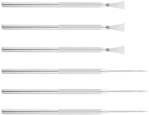 6Pcs Clay Pottery Sculpture Needle, Clay Pottery Sculpture Feather Wire Texture + Needle Detail Tools, Clay Needle Tool, Pottery Sculpture Needle Tool for Carving Scraping