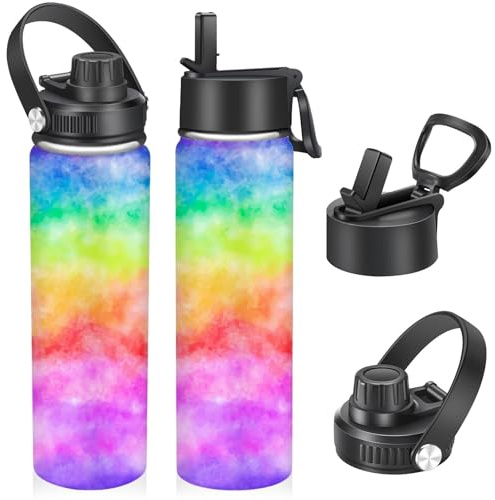 22oz Stainless Steel Insulated Water Bottle,Leak Proof Water Bottle with Stainless Steel Insulation with Carry Handle,Cold and Hot Drinks Sport Water Bottle for Sports Travel Gym(Colorful)