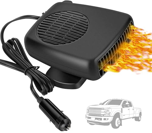 Showvigor Mini Calefactor Portátil, Calefactor Coche Mechero y Ventilador Calefactor de 360° para Descongelar Parabrisas Rápidamente con Aire Caliente