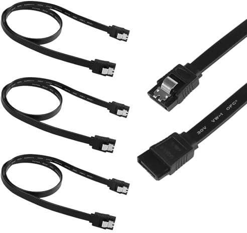 3 Pack SATA III Cable 6Gbps – Locking Latch Sata Cables, Sata Power Cable, for Fast Data Transfer with SSD, HDD, and Optical Drives, Sata Power Extension Cable, for Motherboards, Custom Builds