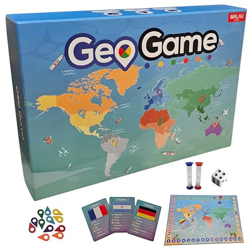 GeoGame – Jeu de Société Quiz Géographie Monde | Culture Générale, Histoire & Capitales | Apprendre Pays 197 Cartes | Défi Éducatif Famille, Enfants & Adultes | Cadeau Noël Anniversaire 1-6 Joueurs