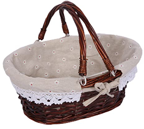 Generic Cesta Tejida de Mimbre, Portátil de Larga Duración para Picnic, Costura, Regalo, Decoración de Jardín y Playa, Tejido de Paja de Cestería (Generic56hrwou7yg-1)