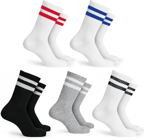 5 Pares Calcetines Tenis Casuales Calcetines Deporte Hombre Mujer | Calcetines Para Correr Algodón Rayas Que Absorben El Sudor Adecuados Para Zapatos Deportivos Transpirable y Secado Rápido