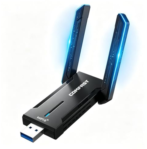 COMFAST AX5400 Adaptador WiFi USB para PC, USB WiFi 6E Tri-Banda 6G/5G/2,4G | Receptor WiFi 6E USB 3.0, Antena WiFi Externa Ajustable, WPA3, MU-MIMO, OFDMA, Compatible con Windows 10/11, Baja Latencia