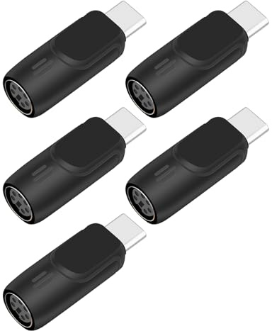 GELRHONR USB to PS2 Adapter 5 Pack, USB C Male to PS/2 Female Converter for Computer Mouse and Keyboard Plug and Play, Stable Transmission, Compact and Portable,Black