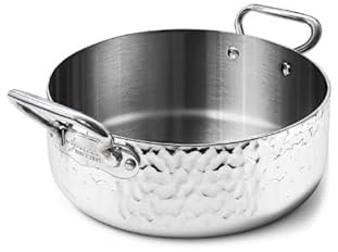 Casseruola Bassa Professionale in Acciaio 3ply Martellato 24 cm