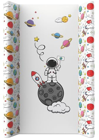 Kikido Wickelauflage 50x70 cm - Astronaut - Baby Wickelauflagen Abwaschbar und Pflegeleicht - Wickelunterlage aus PVC mit erhöhten Kanten - OEKO-TEX - Universal-Wickelauflage, Changing Mat 70x50 cm