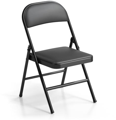 RUIE 1er-Set Klappstühle mit Gepolstertem Sitzkissen, Klappbarer Stuhl mit schwarzem Stahlgestell für drinnen und draußen, Stapelbarer Stuhl für Camping Esszimmer, Balkon, Partys und Veranstaltungen