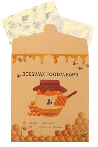 Bienenwachstücher Brotbeutel Aufbewahrung 3stücke Baumwolle Atmungsaktiv | Lebensmittel Bio, Waschbar, Längere Frische, Geeignet für Zwiebeln und Halbe Zwiebel