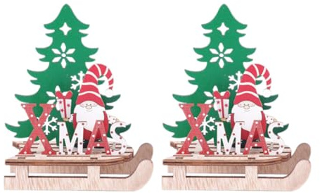 SUPVOX 2pcs Wooden Christmas Sleigh Ornament Jigsaw Puzzles for Desk and Office Decorations, Easy to Assemble and Practical Ability, Festive Xmas Creative Desktop Adornment