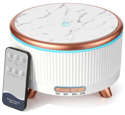 Suvexor Ultraljud Aromadiffusor 500 ml, Tyst Ultraljudsdiffusor Oljor | 7 LED-ljusfärger, Automatisk Avstängning, Timer, för Yoga, Spa, Sovrum, Kontor
