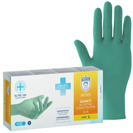Bericah,Sensi Aloe, Guanti in Lattice, Senza Polvere, Taglia L, 100 Pezzi