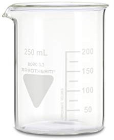 RASOTHERM Kimax Boro 3.3 - Vaso con boquilla (cristal, forma baja), 250 mL, Transparente (transparente)., 1