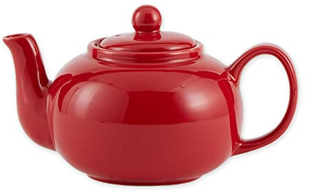 RSVP International Stoneware Teapot Collection, Microwave and Dishwasher Safe, 16 oz, Red