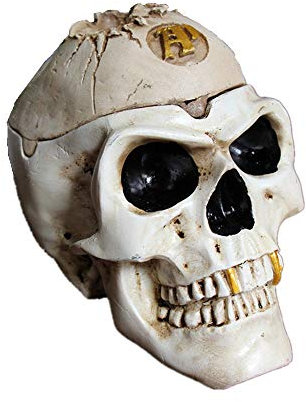 XIZHI TARO Aschenbecher Schädel handbemalt Harz Aschenbecher mit Deckel Kann für schreckliche Halloween Dekorationen Innen und Außen Handbemalt Gothic Zigarette Aschenbecher oder Ornamente