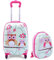 RELAX4LIFE Valise Enfant à roulettes 16 et Sac à Dos 12 en ABS, Valise Enfant Fille/Garçon pour Voyage, École, Jardin d’Enfant, Éléphant Coloré/Poulain Rose/Zoo Bleu (Hibou Blanc)