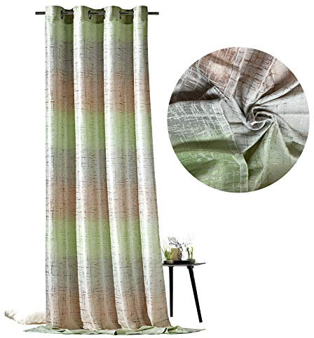 heimtexland ® Edler Jacquard Deko Vorhang Blickdicht Farbverlauf Kupfer Grün HxB 245x140 Ösenschal Typ703