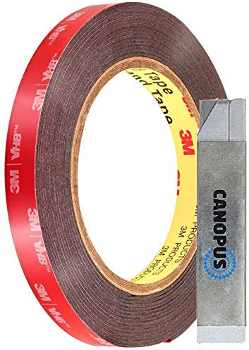 CANOPUS 3M Double Sided Tape Heavy Duty, VHB Tape (10mm x 4.5m) Waterproof Automotive Double Sided Tape, Strips Double Sided Acrylic Foam Tape, Ideal for LED Strips, Indoor & Outdoor uses