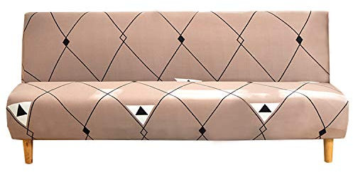 ele ELEOPTION Sofabezug Ohne Armlehnen, Moderner Druck Sofabezug 3 Sitzer Ohne Armlehne Stretch Couch überzug Armlose Sofabettüberzug für Faltbares Schlafsofa Ohne Armlehnen,180-210 cm (Gedruckt 3)