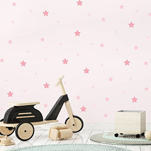 Klebekerlchen® | Wandtattoo für das Kinderzimmer, Wandsticker mit Sternen, selbstklebend - Rosa Sterne (Set mit 52 Motiven)
