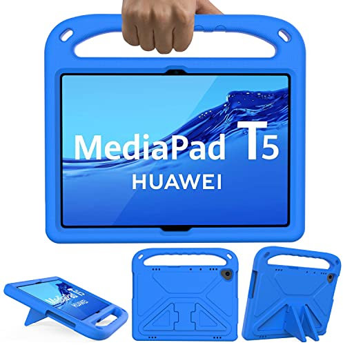 GOZOPO Coque pour Enfants pour Huawei MediaPad T5 10 (10,1) avec poignée résistante aux Chocs et Support pour Huawei MediaPad T5 10 (10,1) (Bleu)