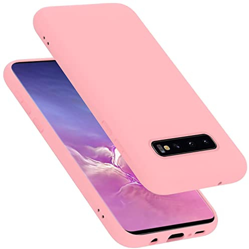 Cadorabo Hülle kompatibel mit Samsung Galaxy S10 Plus Hülle Silikon Handyhülle für Galaxy S10 Plus Case aus flüssigem Silikon- Kratzfeste und stoßfeste dünne TPU Schutzhülle - Liquid PINK