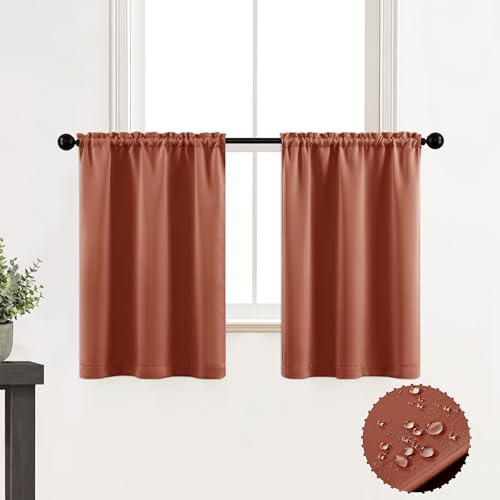 XTMYI Boho-Küchenvorhänge für über die Spüle, wasserdicht, verdunkelnd, Western-Vorhänge für Badezimmer, rustikales Orange