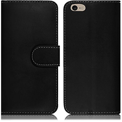 ProGadgetsLtd Case For iPhone 7 8 SE 2nd Gen - Flip Case With Card Holder - Black PU Leather & Plastic - Kickstand, Magnetic Closure, Card Slot