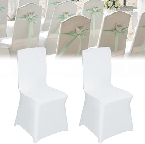 YARDIN 50 Stück Stuhlhussen Weiß Universal Stretch Stuhlbezug, Elastische Abnehmbarer Waschbarer Stuhlbezüge, Moderne Chair Cover Stuhl Abdeckung für Bankett Deko und Hochzeit Party