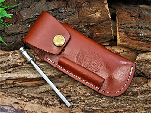 MAQSON Taschenmesser Hülle Rind Leder Messertasche mit Schärfeeisen 4310